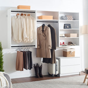 English Elm Devi White Wall Mounted Wood Closet System — Durable Melamine Finish, Ample Modular Storage, Easy Assembly for Walk-In Spaces B040P311949