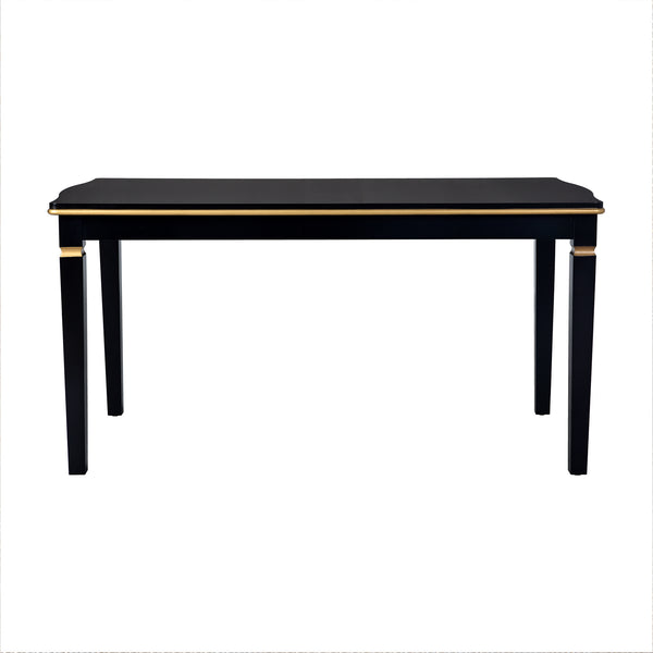 English Elm 6-Piece Kitchen Dining Set with 60" Rectangular Table, Tufted High-Back Chairs & Bench, Durable Wood Black N752S001080B