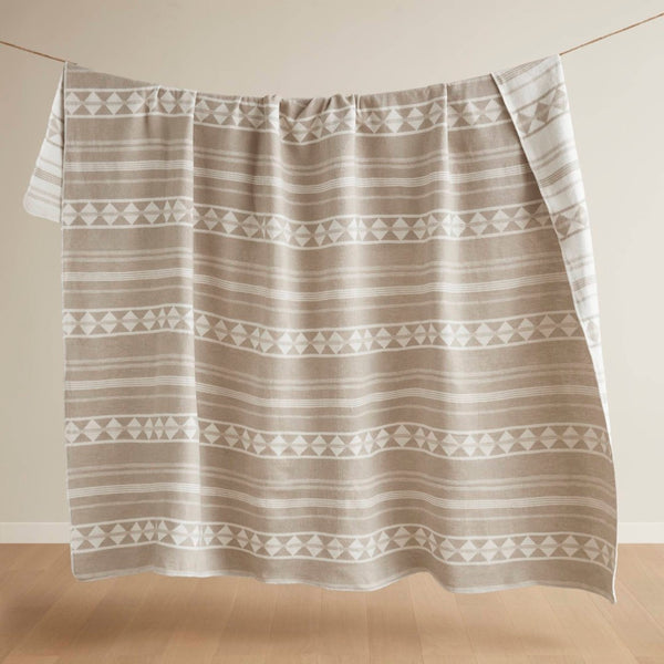 English Elm 1-piece King Jacquard Cotton Blend Blanket Aztec Woven Soft Breathable Bedroom Layer Ivory B035P437486