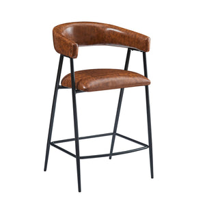 English Elm Christopher Knight Home® - 26'' PU Upholstered Counter Stools Set of 2 with Curved Backrest, Padded Seats & Iron Frame, Brown N780P199985B