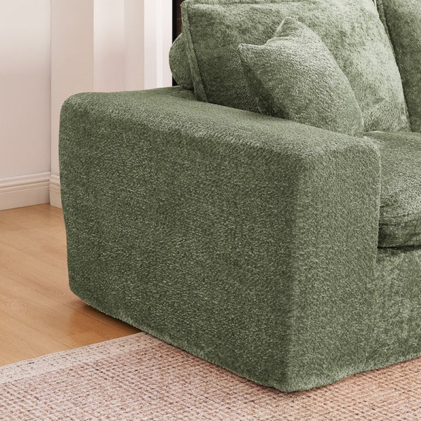 English Elm 107'' Boucle L-shaped Sectional with Reversible Chaise Deep Foam Seat Living Room Green W1413S00168