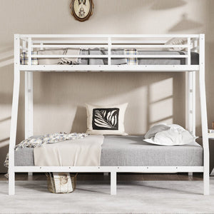 English Elm Metal Twin Over Full Bunk Bed White Steel Frame Space Saving Slat Support for Teens W1580P383994