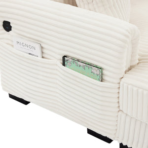 English Elm 2-Seater Corduroy L-Shaped Chaise Sofa with USB-C Charging, Storage Pocket, Reversible Design Beige W2606S00004