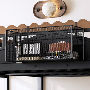 English Elm Twin Xl Metal Loft Bed with Stair Storage Shelves Sturdy Steel Frame for Dorms W1580S00379