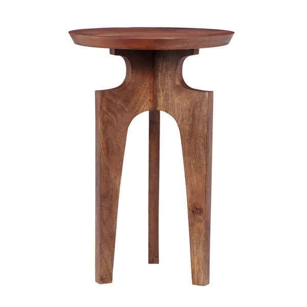 English Elm Christopher Knight Home® - 3-Legged Mango Wood Round End Table in Honey Finish — Midcentury Solid Wood, Plank Surface Appeal N768P202489H