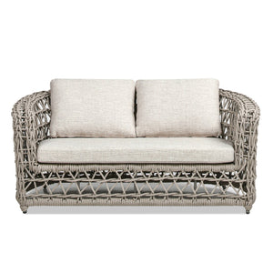 English Elm Jennifer Taylor Home - Everly 63.5" Woven Frame Barrel Loveseat Sofa in Oat Beige – Olefin Rope, Quick-Dry Cushions B2719P245983