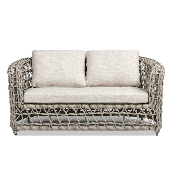 English Elm Jennifer Taylor Home - Everly 63.5" Woven Frame Barrel Loveseat Sofa in Oat Beige – Olefin Rope, Quick-Dry Cushions B2719P245983