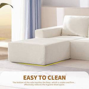 English Elm 110*72" Modular U Shaped Sectional Sofa with Plush Chenille, Deep Seats, No Assembly Beige N723S0614A