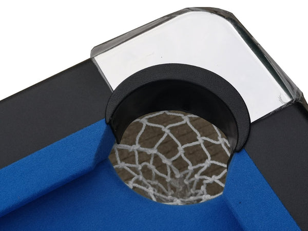 English Elm Pool Billiard Table Foldable Steel Frame Velvet Cloth Surface Home Game Room Black+Blue W1936P334778