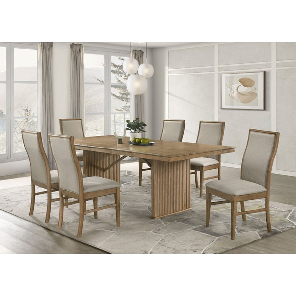 English Elm Dreydon Reeded Rubberwood Extendable Dining Set Seats Six in Farmhouse Style B062S01781