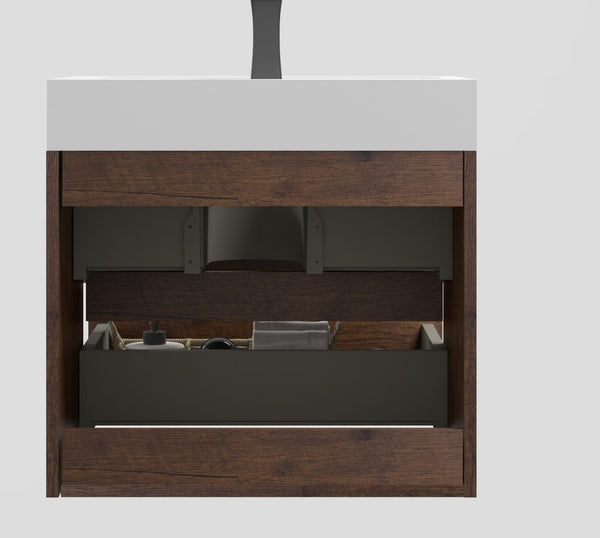 English Elm Alice 24" Floating Bathroom Vanity With Large Storage & Glossy White Sink - Modern Eco-Friendly Design W1865S00016