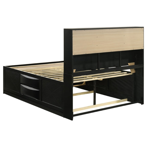 English Elm Roxbury Mid-century California King Bedroom Set with Walnut Veneer and Tufted Headboard B062S00783