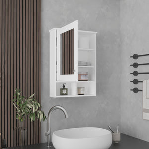 English Elm Vina Mirrored Medicine Cabinet 29" High with Three Concealed Shelves and Two Open Display Shelves White 34.7 L x 23.3 W x 4.8 H B070P234358