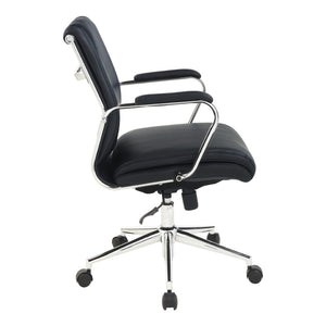 OSP Home Furnishings Mid Back Ergonomic Office Chair with Antimicrobial Fabric Chrome Arms and Lumbar Support Black 920351C-R107