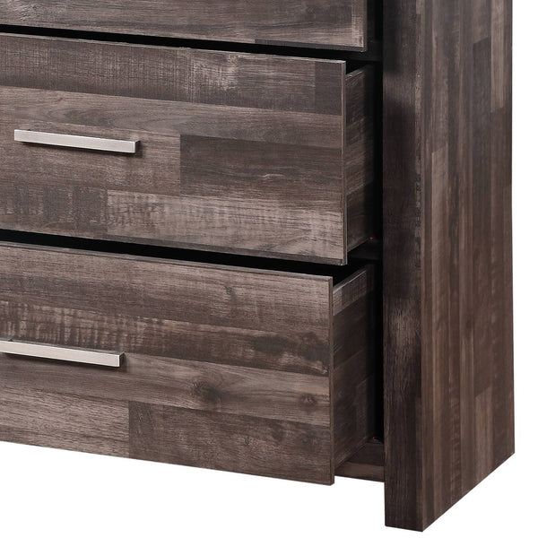 English Elm Juniper six-drawer dark cherry dresser with plank-pattern frame, sturdy sled base and smooth glides for organized, timeless bedroom storage Dark Brown 63 L x 19 W x 42 H B2726P257370