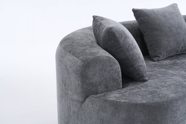 English Elm Crescent-shaped Curved Chenille Loveseat Low Profile Deep Seat Modern Living Room Sofa Grey W5188P450341