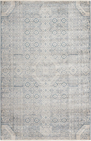 Unique Loom Newport Chepstow Machine Made Border Rug Gray, Ivory 6' 1" x 9' 2"