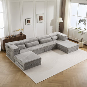 English Elm Compression Modular Floor Sofa Bed - Cozy, No Assembly Needed, Pet-Friendly, Light Grey - Versatile Comfort! W3723S00040