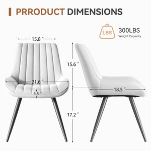 English Elm Modern Dining Chairs Set Of 4 - Stylish Upholstered Kitchen Side Chairs With Cushions & Metal Legs T3950P394447