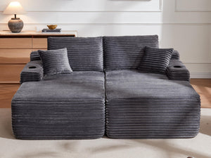 English Elm New Cloud Sectional Sofa Deep Plush Seat Double Chaise Low Profile Modern Lounge Grey W3975P475550