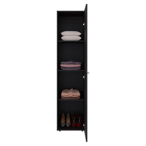 English Elm White Slim Particleboard Storage Cabinet with Four Shelves for Small Bedroom or Hallway B062P483766