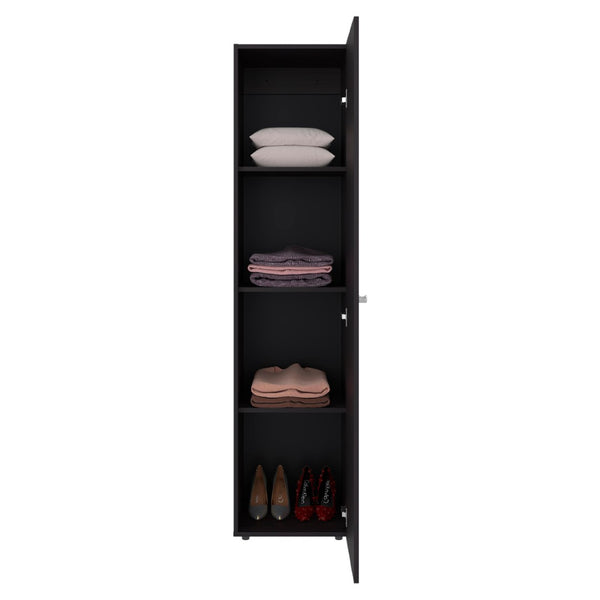 English Elm White Slim Particleboard Storage Cabinet with Four Shelves for Small Bedroom or Hallway B062P483766