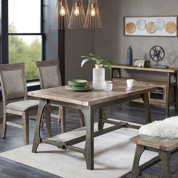 JLA Home INK+IVY - Extension Weathered Grey Extension Dining Table with Self-Storing 18" Butterfly Leaf, Seats Six II121-0315