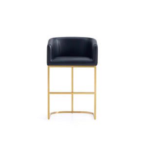 English Elm Louvre Modern Metal Counter Stool In Black Leatherette With Gold Base, Fully Assembled Comfort & Style B365P400008