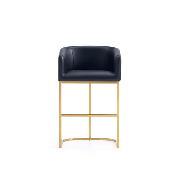 English Elm Louvre Modern Metal Counter Stool In Black Leatherette With Gold Base, Fully Assembled Comfort & Style B365P400008