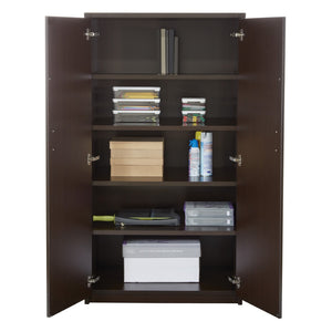 OSP Home Furnishings 65' 65 Inch Tall Two Door Storage Cabinet with Five Adjustable Shelves for Garage or Office Espresso NAP-156-ESP