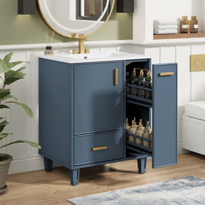 English Elm Christopher Knight Home® - 24" Bathroom Vanity with Ceramic Sink, Solid Wood Frame, Soft-Close Drawers & Ample Storage Appeal Grey N759P269734E