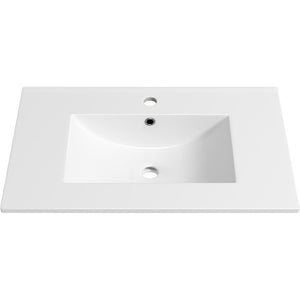 English Elm 30-inch White Ceramic Drop-in Sink for Minimalist Bathrooms with Pre-drilled Faucet W3151P360951