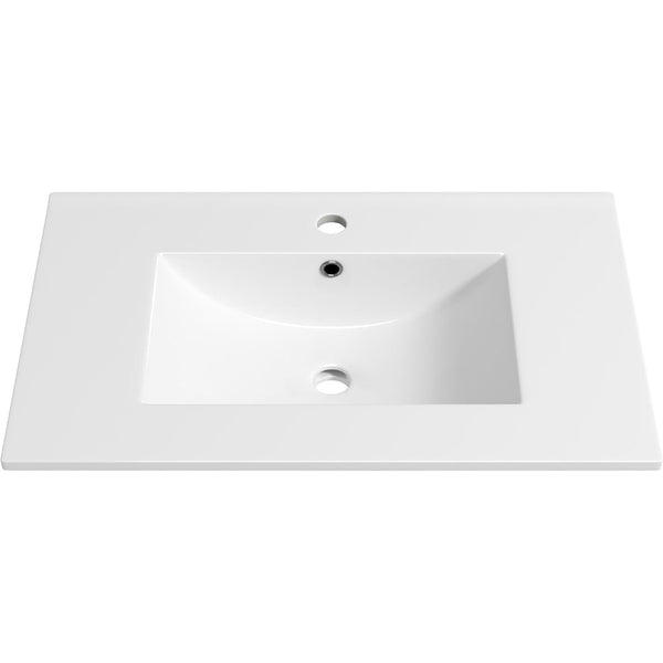 English Elm 30-inch White Ceramic Drop-in Sink for Minimalist Bathrooms with Pre-drilled Faucet W3151P360951