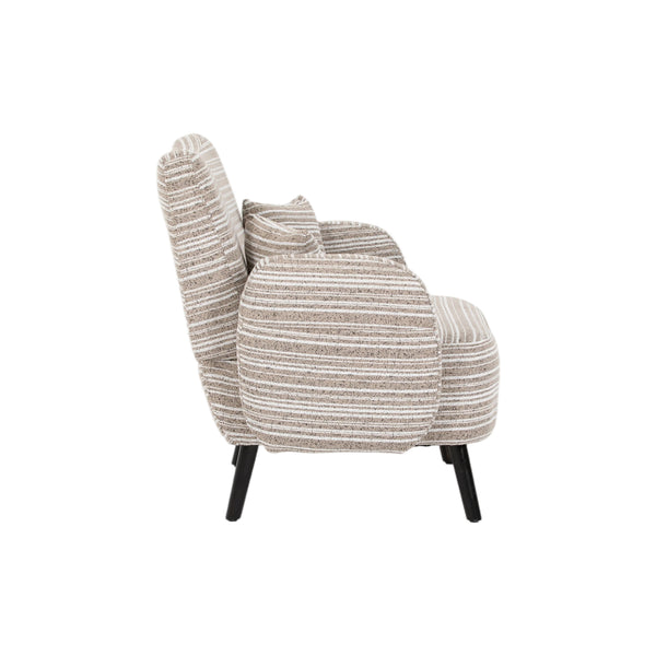 English Elm Modern tufted two-seater sofa with boucle upholstery, tapered legs, storage pockets and plush comfort for small spaces and offices khaki W395P376587