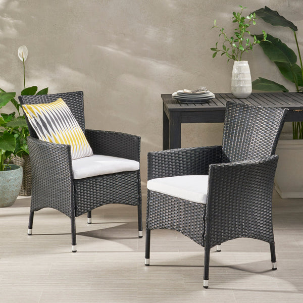 English Elm Christopher Knight Home® - Malta Dining Chair Set Of 2 - Modern Wicker Design, Durable Stainless Steel Frame For Style And Comfort 56447.00ABWHI