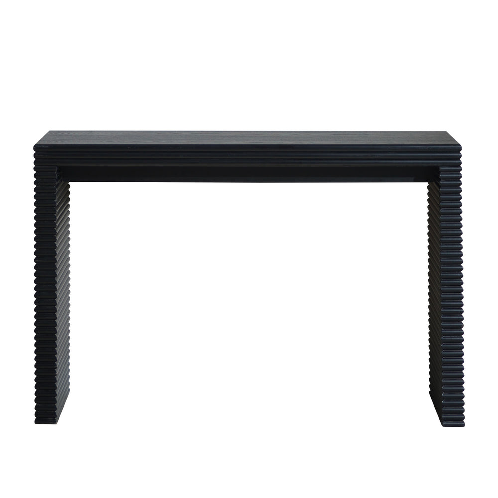 English Elm Modern Black Console Table With Ribbed Front Design - Sleek Entryway, Hallway, Or Living Room Accent W2729P199006
