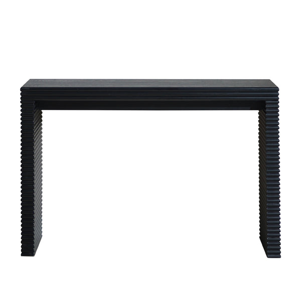 English Elm Modern Black Console Table With Ribbed Front Design - Sleek Entryway, Hallway, Or Living Room Accent W2729P199006
