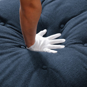 English Elm 130" U-Shaped Sofa With Console & Cupholders, 6-Seat Sleeper Couch Set In Blue For Modern Living Spaces W1117S00242