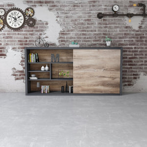 English Elm Ns2806 Wide Oak Bookcase with Six Adjustable Shelves for Home Office Storage W881P411999