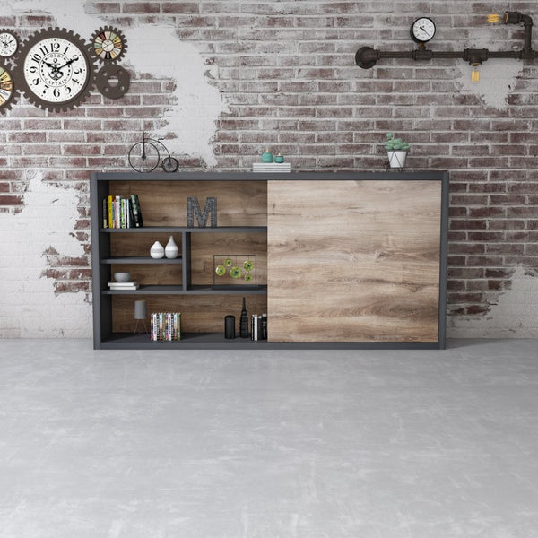 English Elm Ns2806 Wide Oak Bookcase with Six Adjustable Shelves for Home Office Storage W881P411999