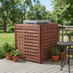 English Elm 3-panel Outdoor Slatted Wood Enclosure Screen for Ac Units Patios and Garden Areas Brown W2640P290517