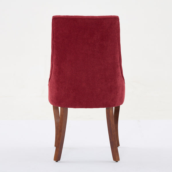 English Elm Rayon High-Back Dining Chair Set with Plush Flocking Upholstery, Rebound Sponge Comfort, Solid Wood Legs WINE RED W1143P233647