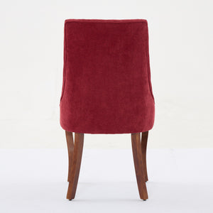 English Elm Rayon High-Back Dining Chair Set with Plush Flocking Upholstery, Triple-Comfort Cushion & Solid Wood Legs WINE RED W1143P233647