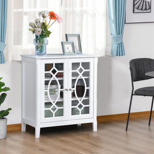 English Elm Homcom Elegant White Sideboard Buffet Cabinet With Glass Doors, Adjustable Shelves & Ample Storage W2225P229408