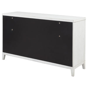 English Elm Inverness Six Drawer Farmhouse Dresser Distressed White Oak Veneer Brass Pulls B062P447818