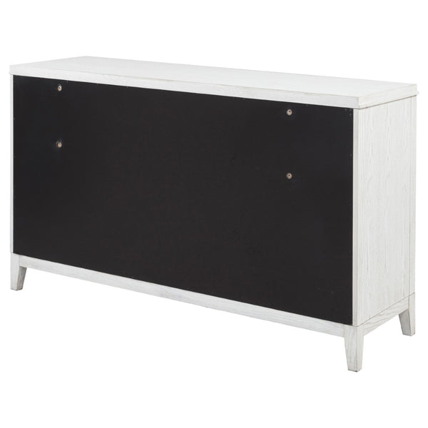 English Elm Inverness Six Drawer Farmhouse Dresser Distressed White Oak Veneer Brass Pulls B062P447818