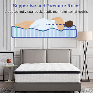 English Elm 12 Inch Full Size Mattress - Medium Firm With Gel Memory Foam, Pocketed Coils & Motion Isolation Support B347P405290