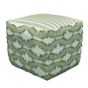 English Elm Rowan Kilim Woven Jute Cotton Pouf Handcrafted Bohemian Footrest for Living Spaces B136P427593