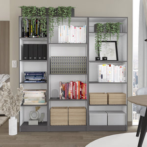English Elm Dupree Modern 3-Piece Bookcase Set with 14 Shelves for Stylish, Versatile Living Room Storage Solutions Multicolor 41 L x 28 W x 5 H B200S00311