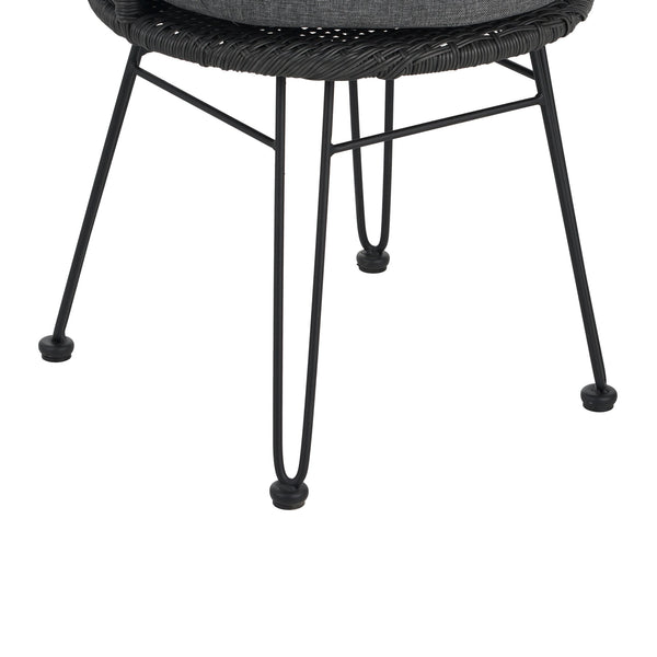 English Elm Christopher Knight Home® - TAVON Woven Rattan Dining Chairs (2-Pack) with Gray Cushions, Sturdy Iron Frame, 300 lb Capacity N762P240772E